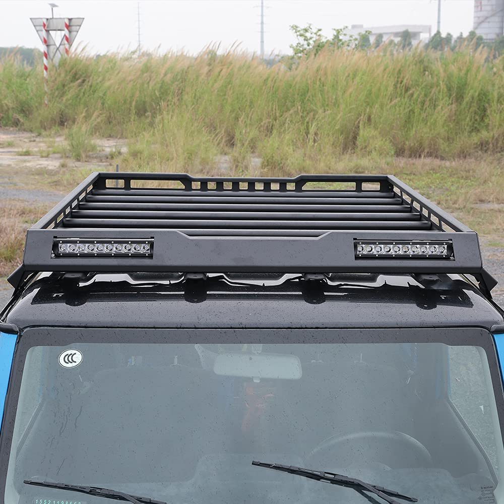 The new JB64 and JB74 Suzuki Jimny roof rack and luggage box are made of aluminum with light strips Application Scenario