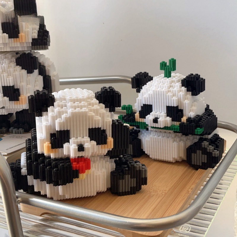 超萌花花熊猫国潮积木小颗粒儿童玩具高难度立体摆件拼图女孩礼物国潮详情图3