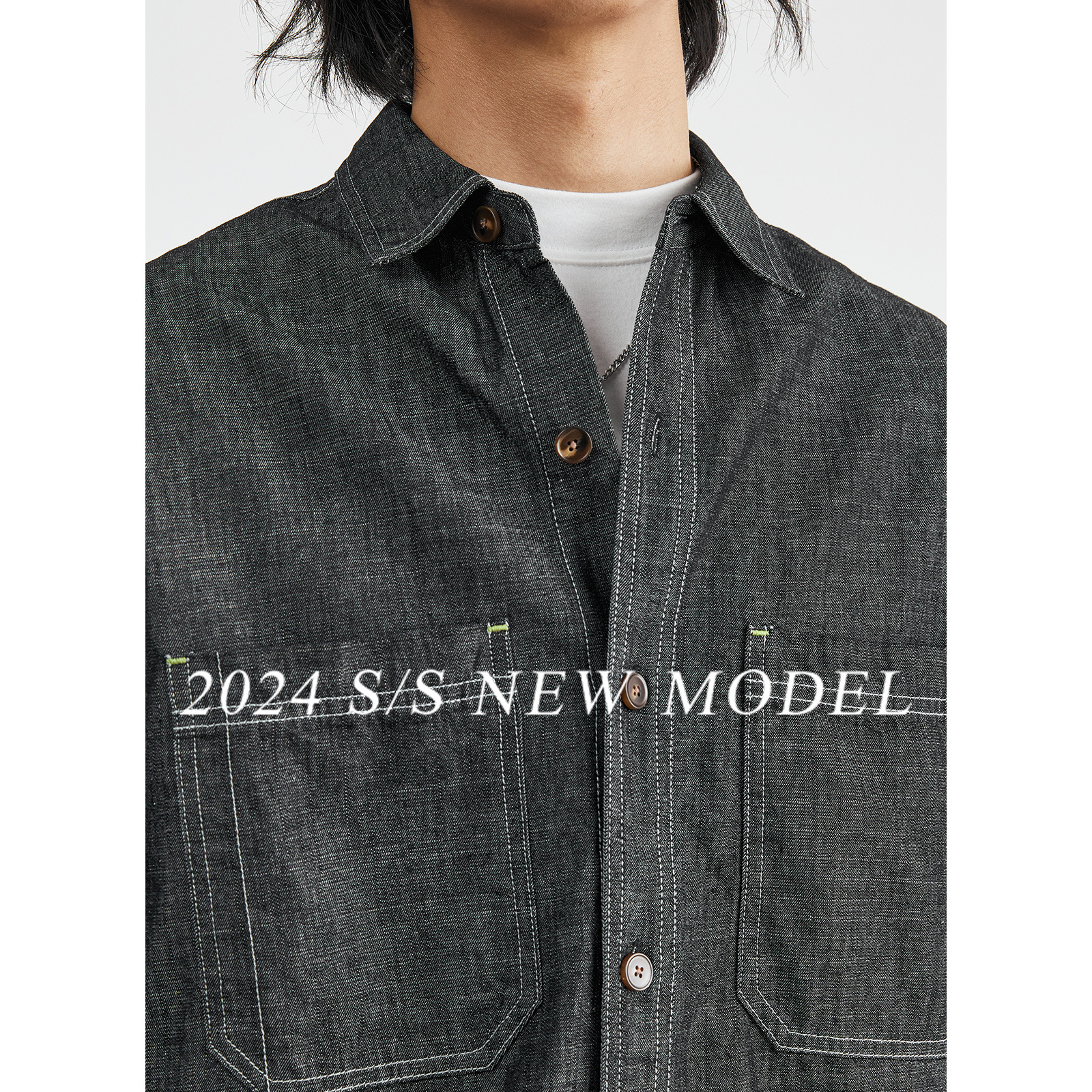 Yizhi Men's American retro denim long-sleeved shirt for men 2025 Spring New workwear style loose jacket for men Specification image