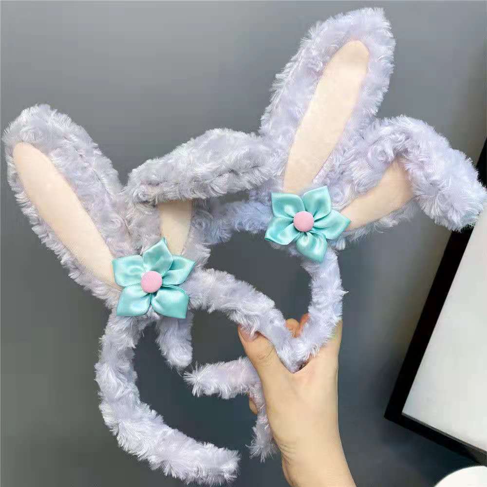 Luminous star Delu Rabbit ears Star Delu Headband Luminous glitter with light long rabbit ears Korean style hair band girl cute cartoon face wash headband Specification drawing