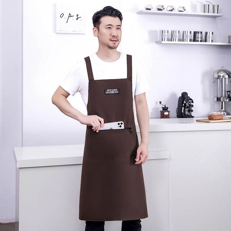 【 Chi Jia 】 Extended waterproof apron solid color simple kitchen home Zipper pocket dirt-resistant work clothes Application Scenario
