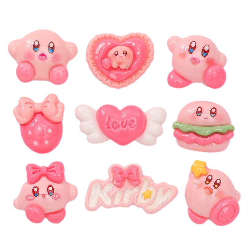 Cute Star Kirby diy cream glue charger case, phone case, hair accessory, hair clip, resin accessory material Item Picture
