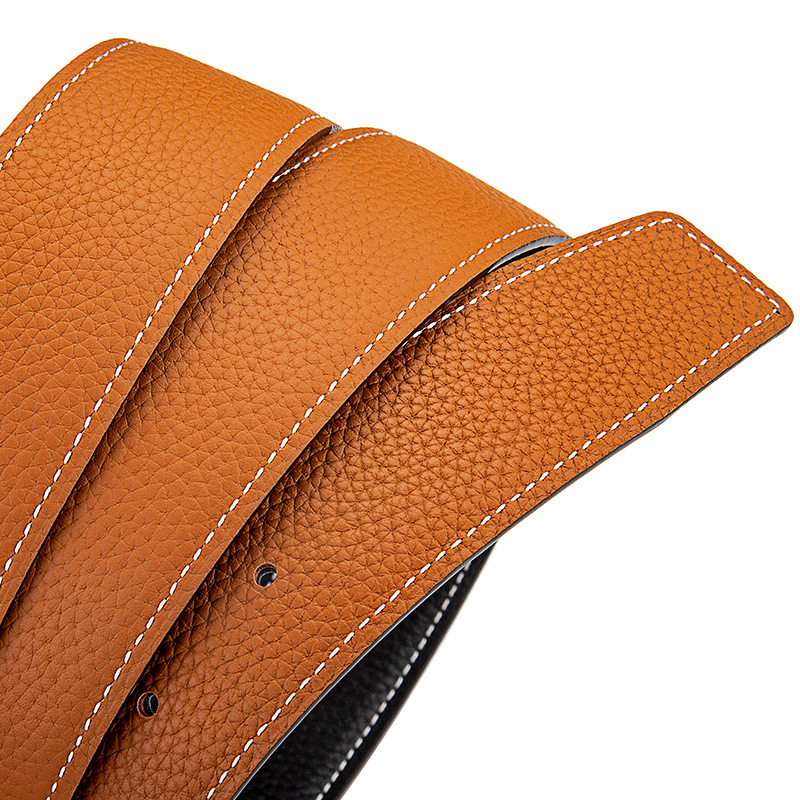 Love Horse Style Leather Belt For Men Without Buckle Smooth Strap Wholesale Headless Belt H Buckle Real Bull Belt Body Specification drawing