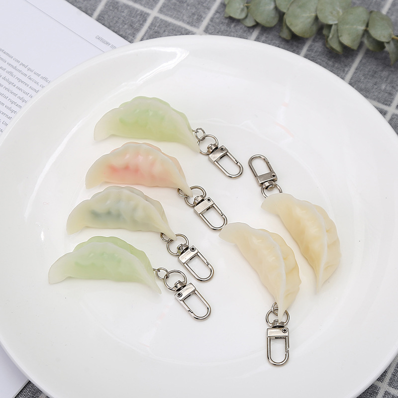 新春仿真PVC水饺模型钥匙扣 可爱食物挂件 创意饺子摄影道具批发