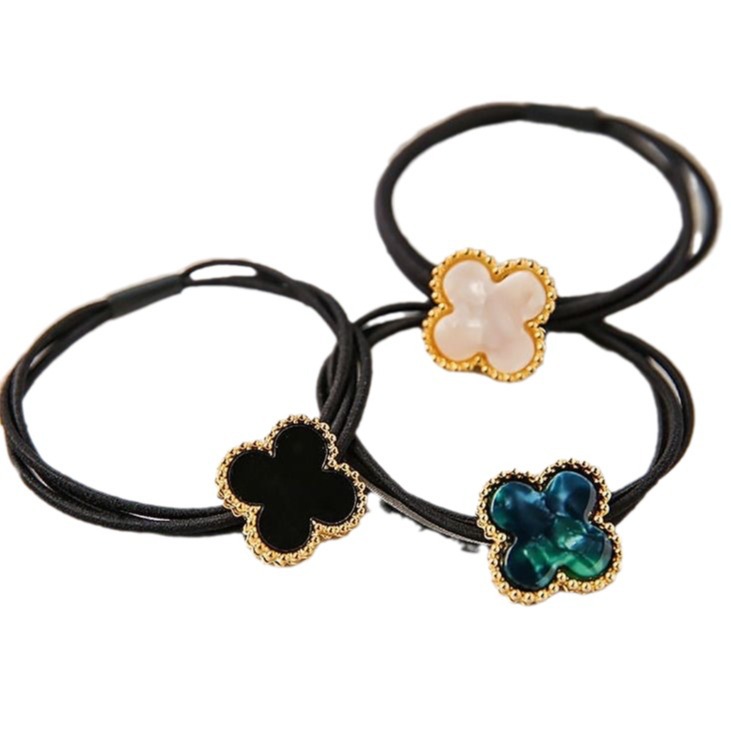 Four-leaf clover hair tie, rubber band, women's hair tie, high-end feel, simple autumn and winter, ins style Item Picture