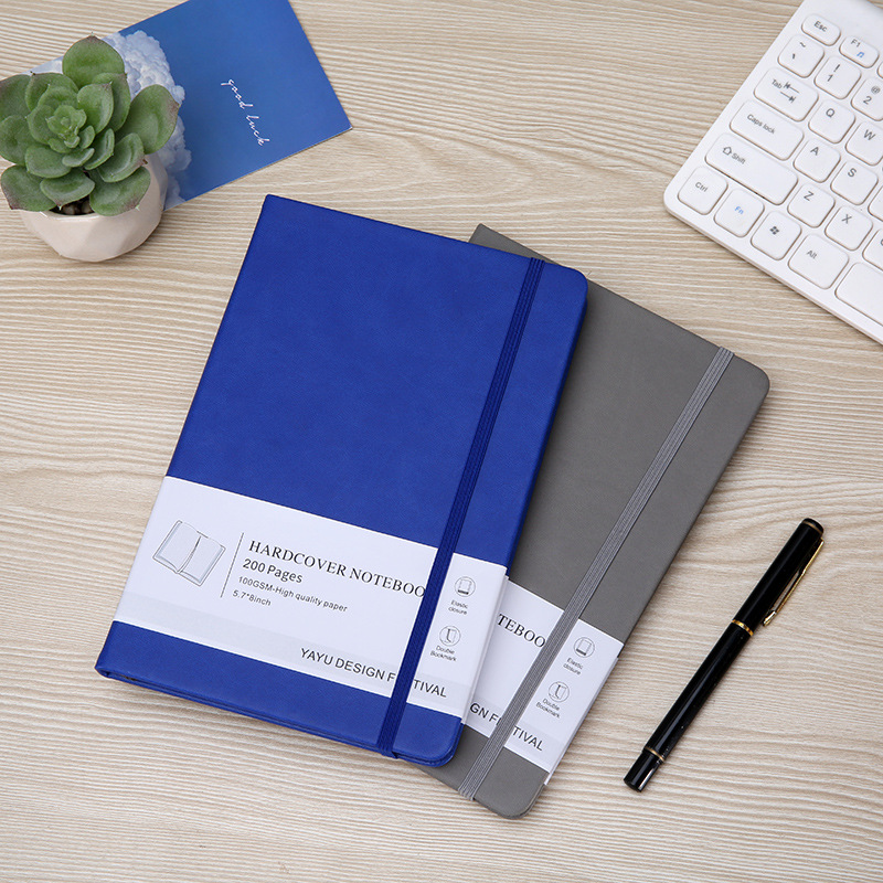 a5笔记本可印logo商务办公简约硬面记事本松紧绑带本