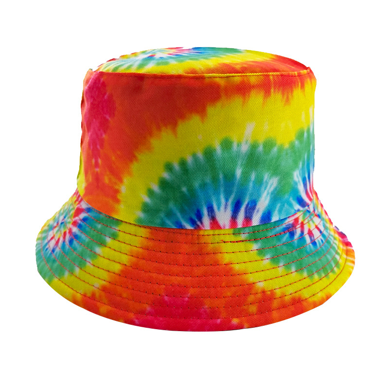 New tie-dyed fisherman's hat for women, Japanese-style printed outdoor sunshade, retro basin hat for both men and women, trendy sun protection hat Item Picture