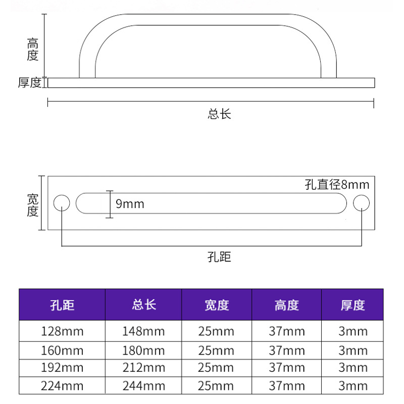 Aluminum alloy cabinet door handle without drilling, balcony sliding door, exposed adhesive handle, wooden door, drawer handle, matte black Application Scenario