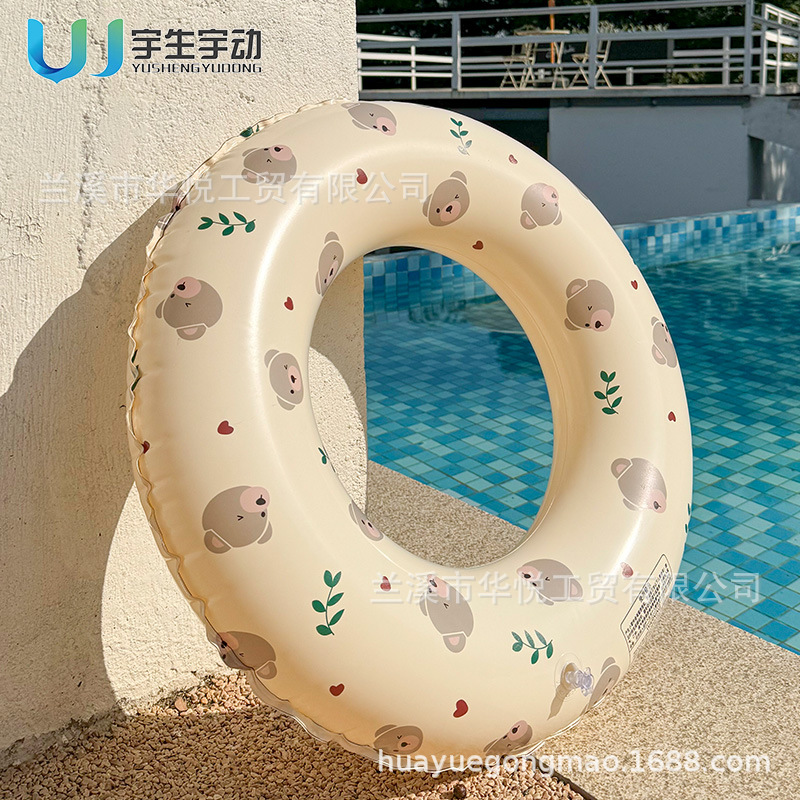 24 New Cartoon Printed Swimming Ring Bear Children Baby Inflatable Underarm Ring Adult Rabbit Swimming Ring Wholesale Specification drawing