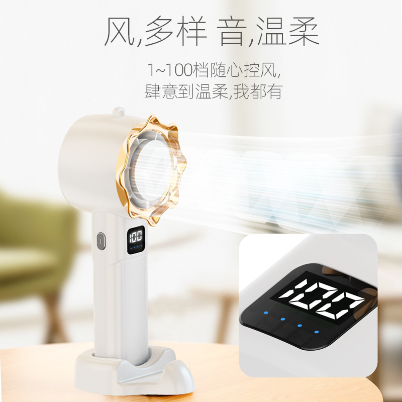 USB charging handheld electric fan, digital display small fan, student fan, high-speed folding desktop, mini handheld portable small electric fan, outdoor multi-functional handheld fan