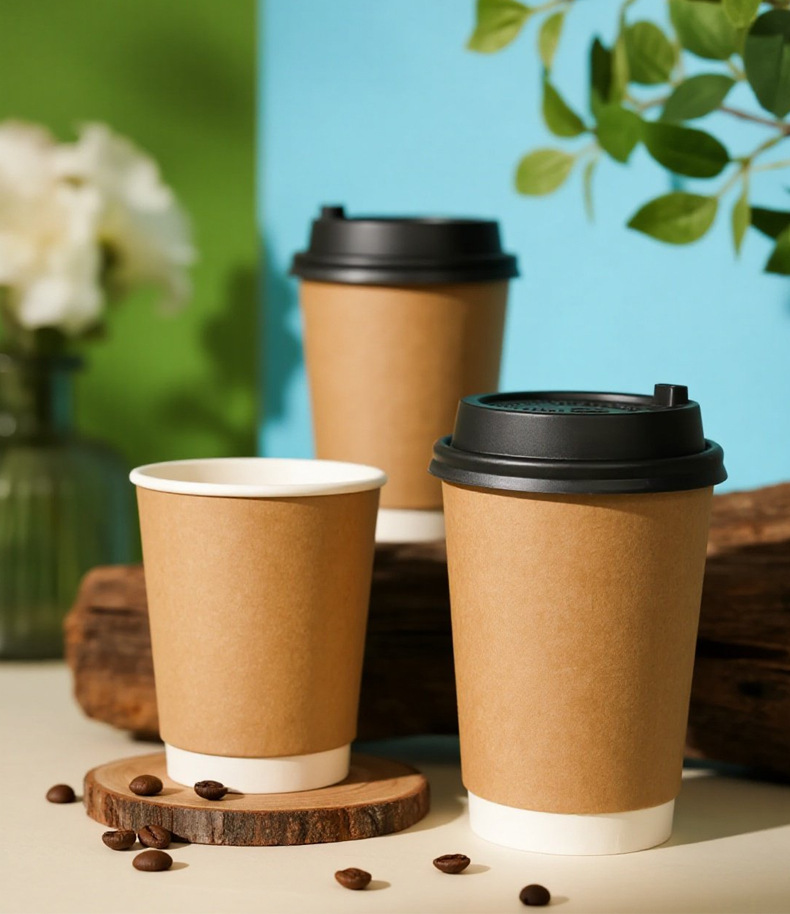 双层咖啡一次性纸杯商用定制logo1000只 加厚中空9盎司奶茶广告杯详情10