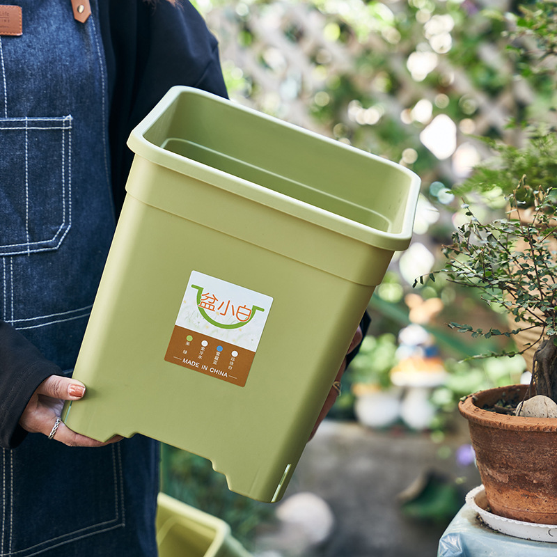 Strawberry pot, square flowerpot, square pot, breathable and root control, green mountain gallon pot, third-generation potted plant, large plastic pot Specification image