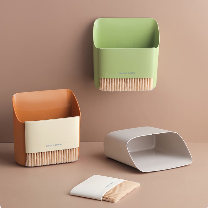 New household desktop broom and dustpan set, mini desk, bedroom and office garbage shovel, small trash can set brush Item Picture