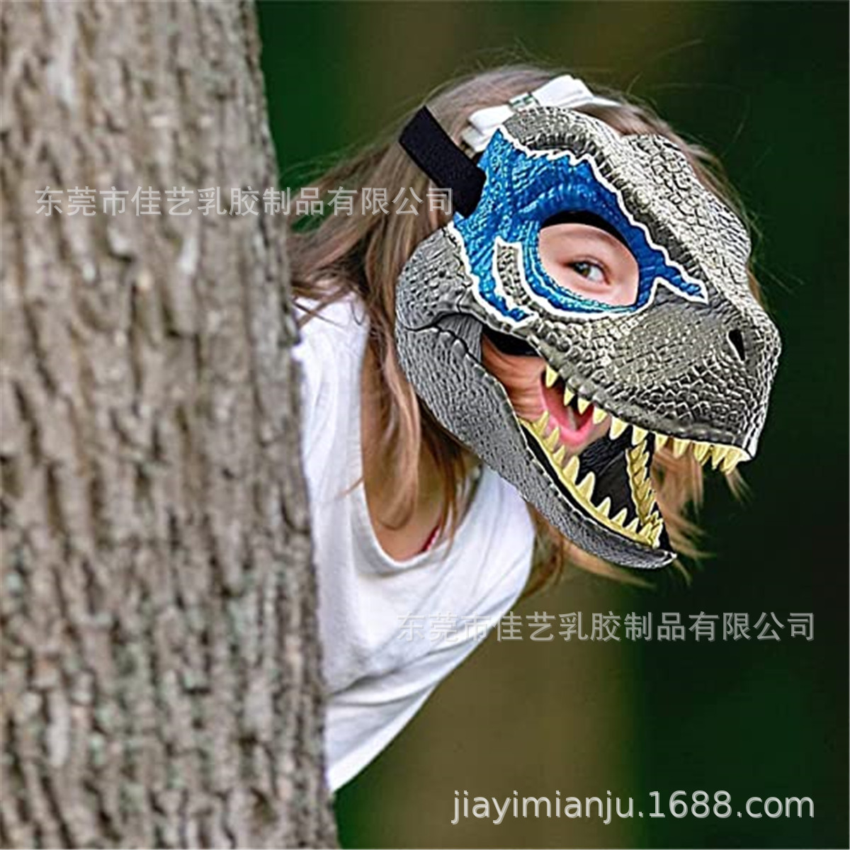 万圣节亚马逊恐龙动嘴巴面具面罩 圣诞节动物霸王龙恐龙面具头套详情图2