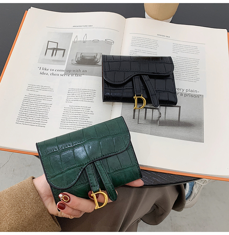 女士钱包长短款简约潮搭扣折叠石头纹多卡位卡包短款小钱包零钱夹详情15