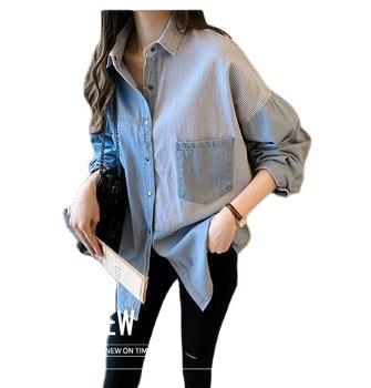 The 2022 denim shirt women's spring collection features a unique long-sleeved top with an inner shirt for petite women Application Scenario