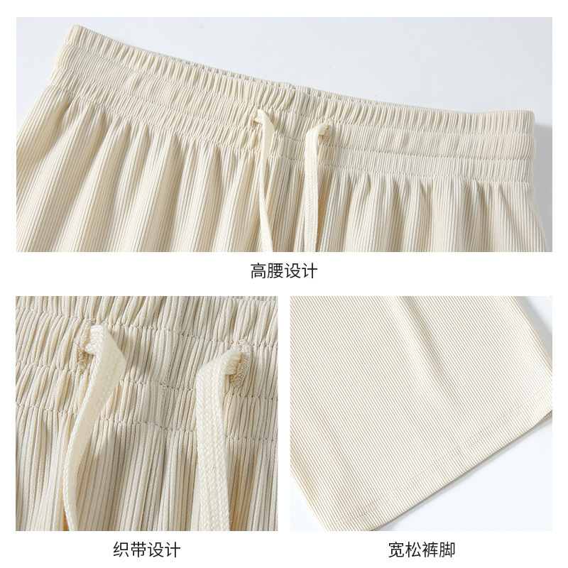 Ice Silk Wide-Leg Pants Women's Long Draping Pants Summer Small Man High-Waisted Slimming Casual Pants Loose Straight Leg Pants details Picture
