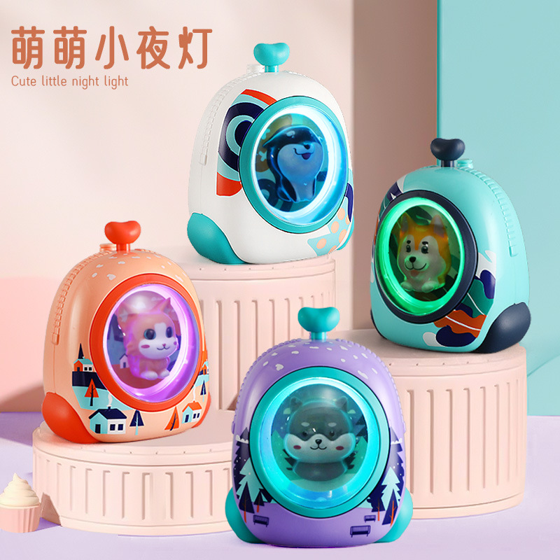 跨境新款卡通萌宠氛围灯台灯动物背包小台灯床头usb充电七彩小夜灯儿童生日礼品