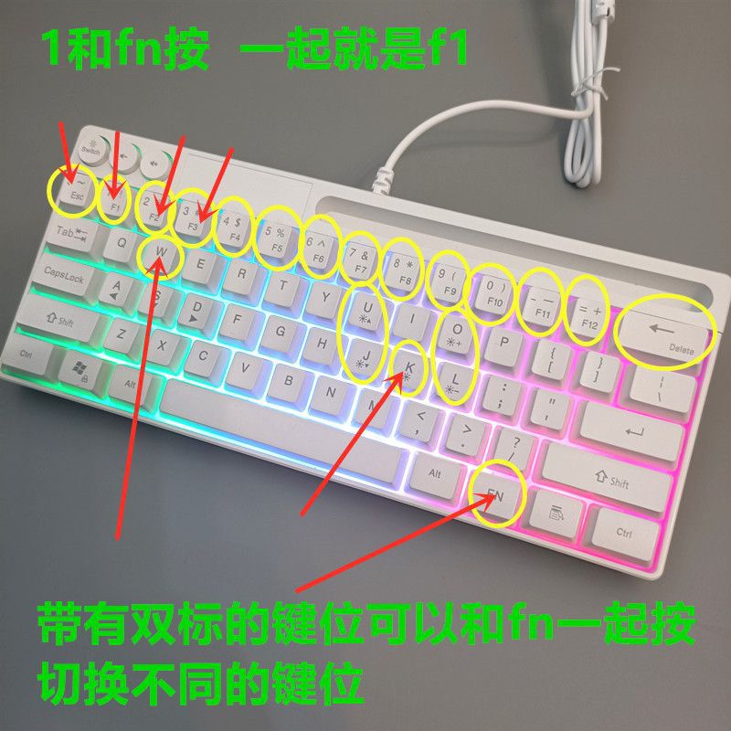 Small keyboard short mini usb mechanical feel notebook external computer pink cute small call Korean family details Picture