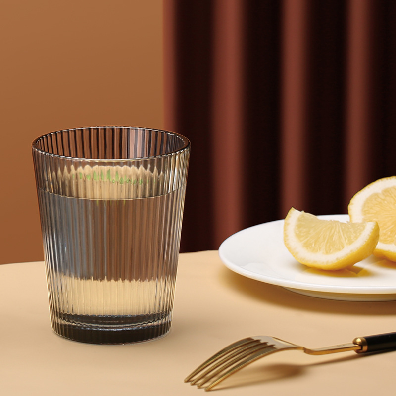 Vertical pattern light luxury glass set, household water cup, dessert salad bowl and plate set, casual gift wholesale details Picture