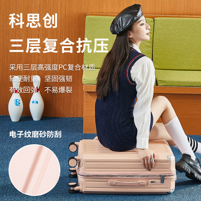 Luggage Trolley Box Manufacturers Wholesale Candy Color Code Box Metal Corner Usb Charging Port Luggage details Picture