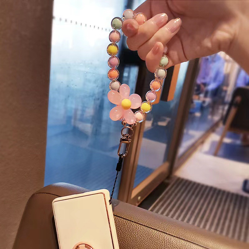 Macaron Color Beaded Medium Beaded Mobile Phone Lange Japanese And Korean Ins Style Handmade Beaded Flower Mobile Phone Chain Wrist Strap Application Scenario