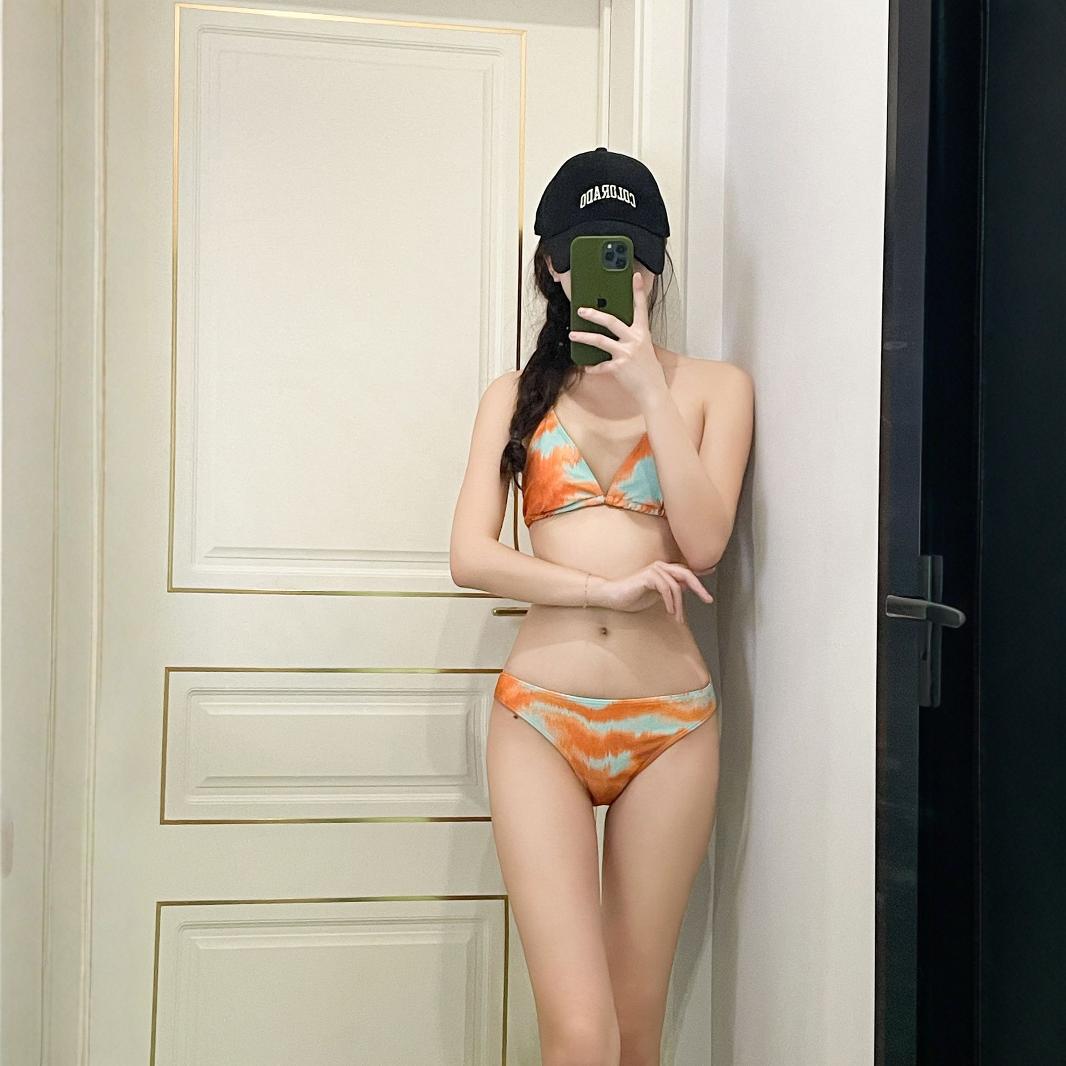 Bikini Women's Four-Piece Set Small Fresh Pure Desire Sexy Beach Vacation Tie-Dye Beach Bathing Bathing Suit Specification drawing