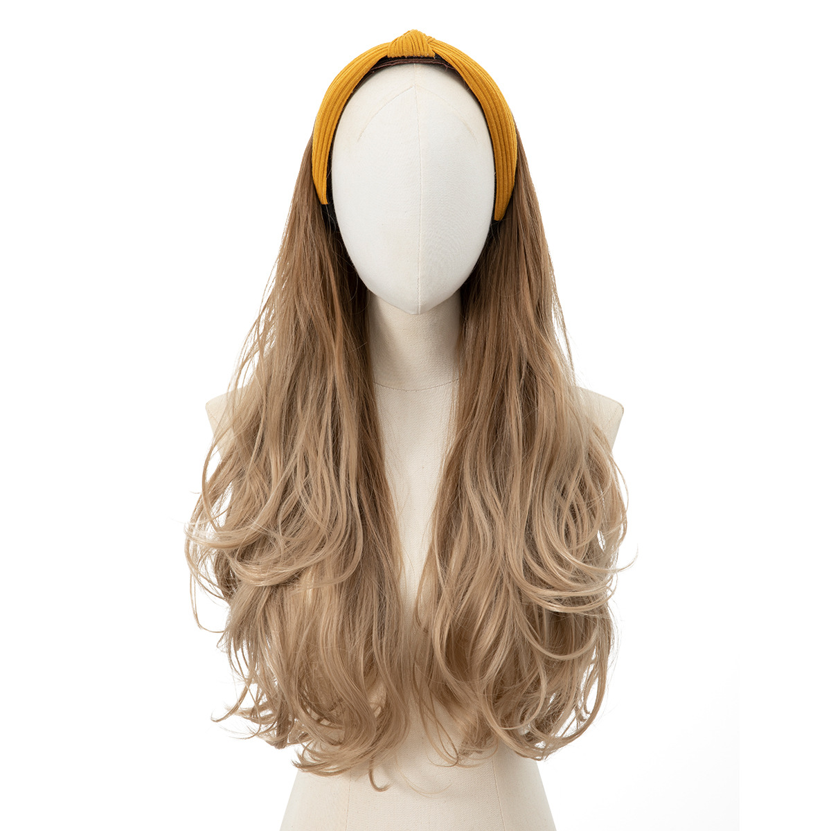 Cross-border European and American wigs, women's hair replacement, long curly hair bands, half head coverings, large wave synthetic fiber half head coverings, hairwigs Item Picture