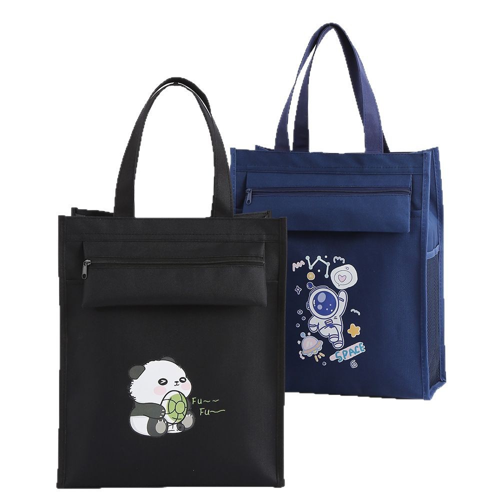 Learning tutorial bags, primary and junior high school zipper printed children's creative hand-held art casual storage bags Item Picture