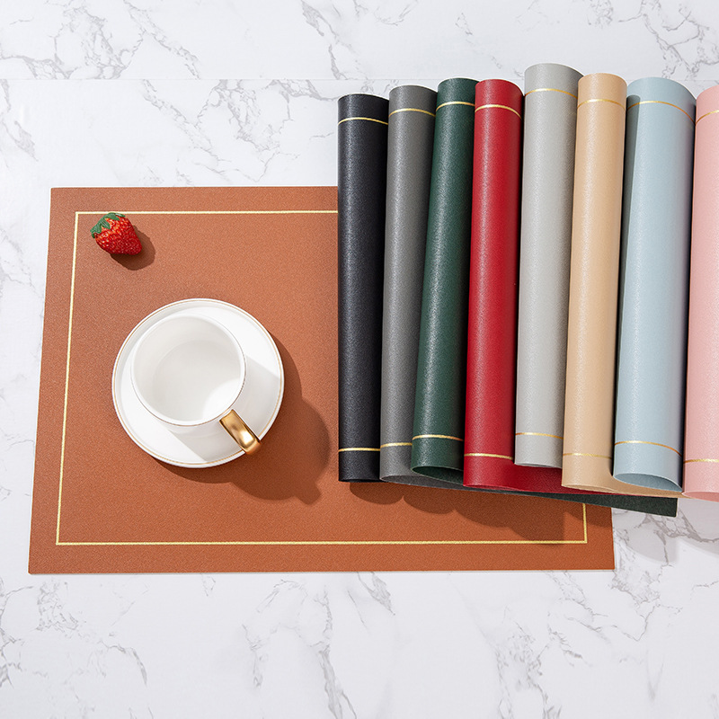 Cross-Border Nordic Wind Square Solid Color Leather Western Placemat Waterproof Oil Resistant High Temperature Household Environmental Protection Non-Slip Table Mat Specification drawing