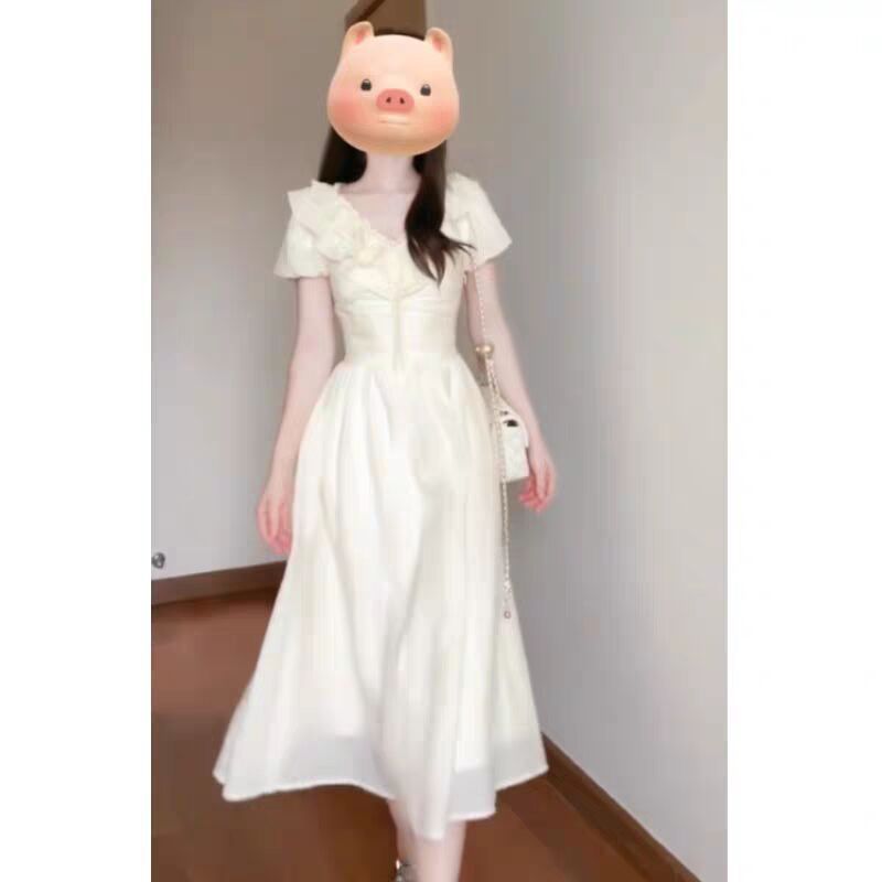 裙子/连衣裙/复古连衣裙/黄色碎花裙/女装连衣裙细节图
