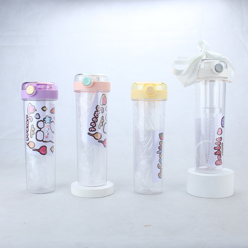 Dui Dui Le plastic cup hand camellia fruit cup tea compartment large capacity straw plastic cartoon water cup thumbnail
