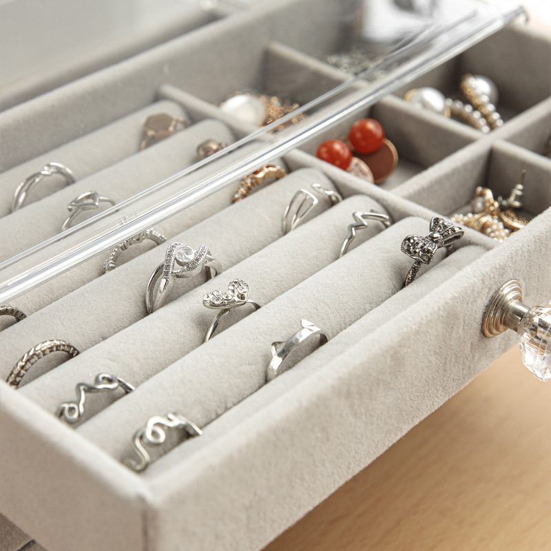 Multi-Layer Gray Drawer Type Jewelry Cosmetics Storage Box Earpiece Lipstick Watch Organizer Box Acrylic Display Stand Application Scenario