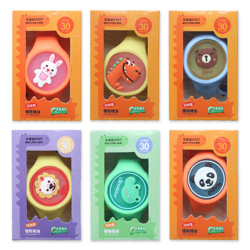 Cartoon top mosquito repellent wristband, luminous three-dimensional rotating silicone pop pop ring, student and children mosquito repellent buckle watch wholesale Specification image