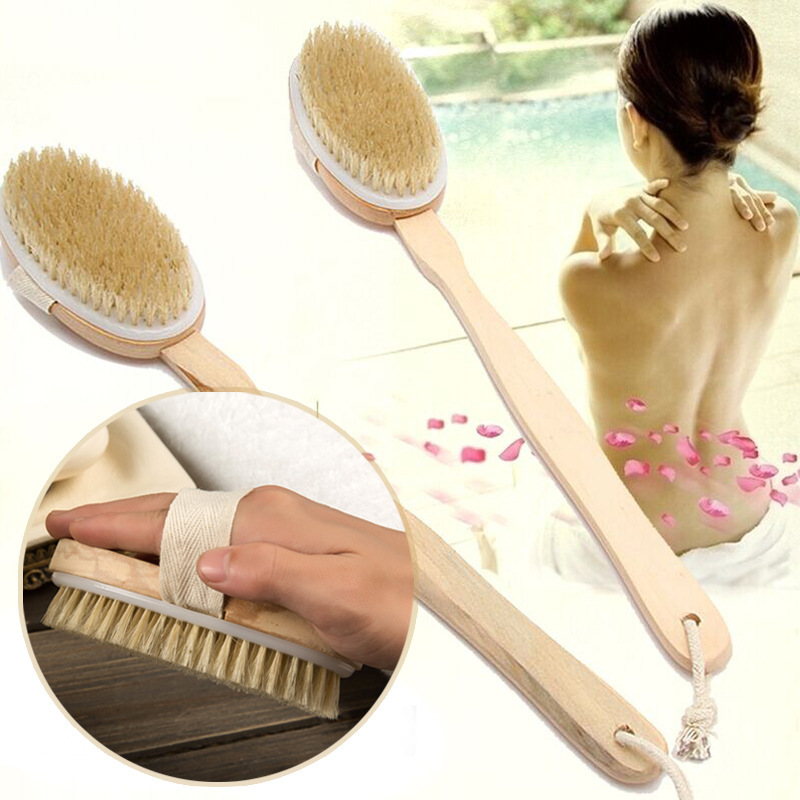 Wooden bath brush, pig bristle brush