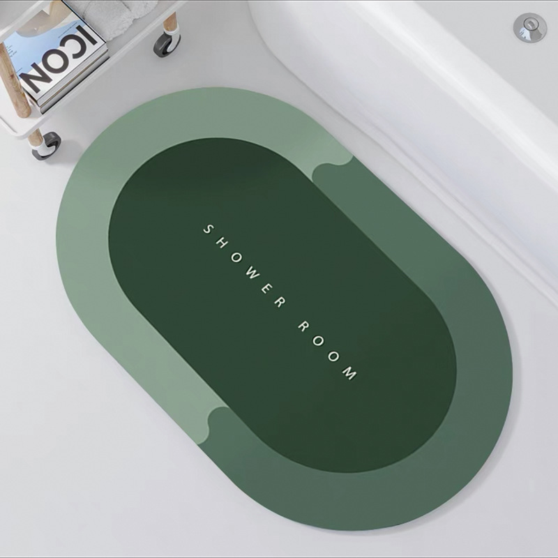 北欧简约科技布软垫子浴室卫生间吸水速干脚垫椭圆地垫入户门垫图