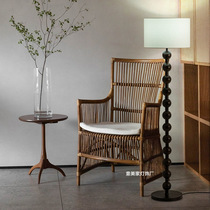 Wabi-sabi solid wood floor lamp living room study home designer atmosphere sense lamp Japanese bedroom bedside lamp