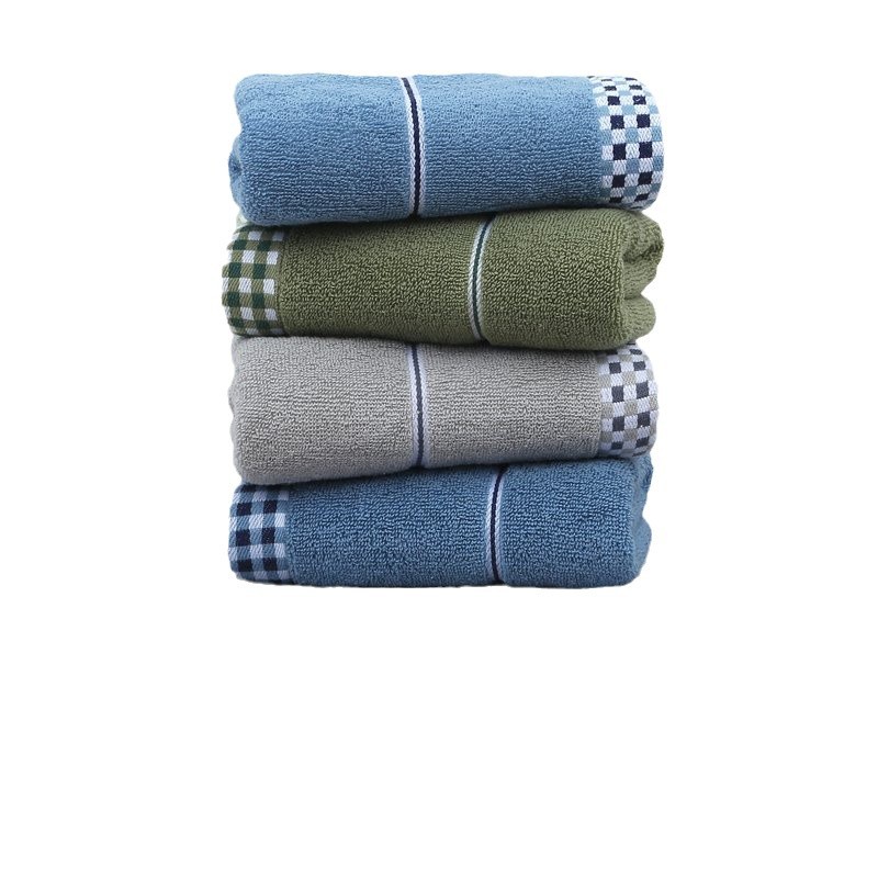 Wholesale of Thousand Bird Grid towels, thickened, soft and absorbent face towels, household out-of-stock all-cotton gift embroidered large towels Item Picture