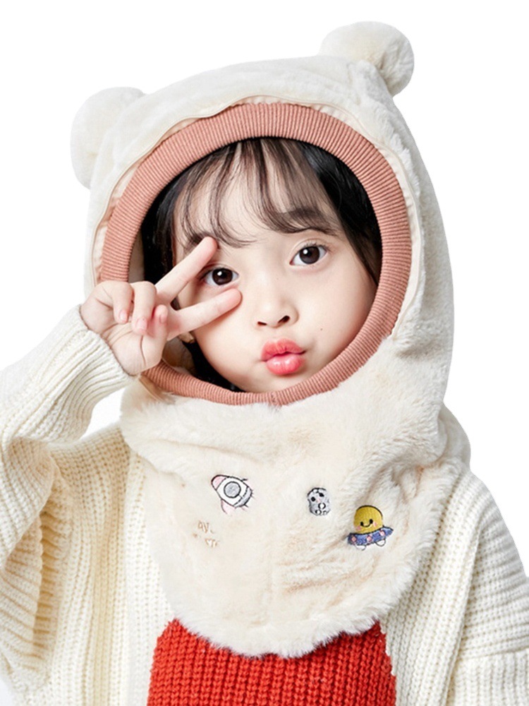 冬季儿童帽子白底实物图