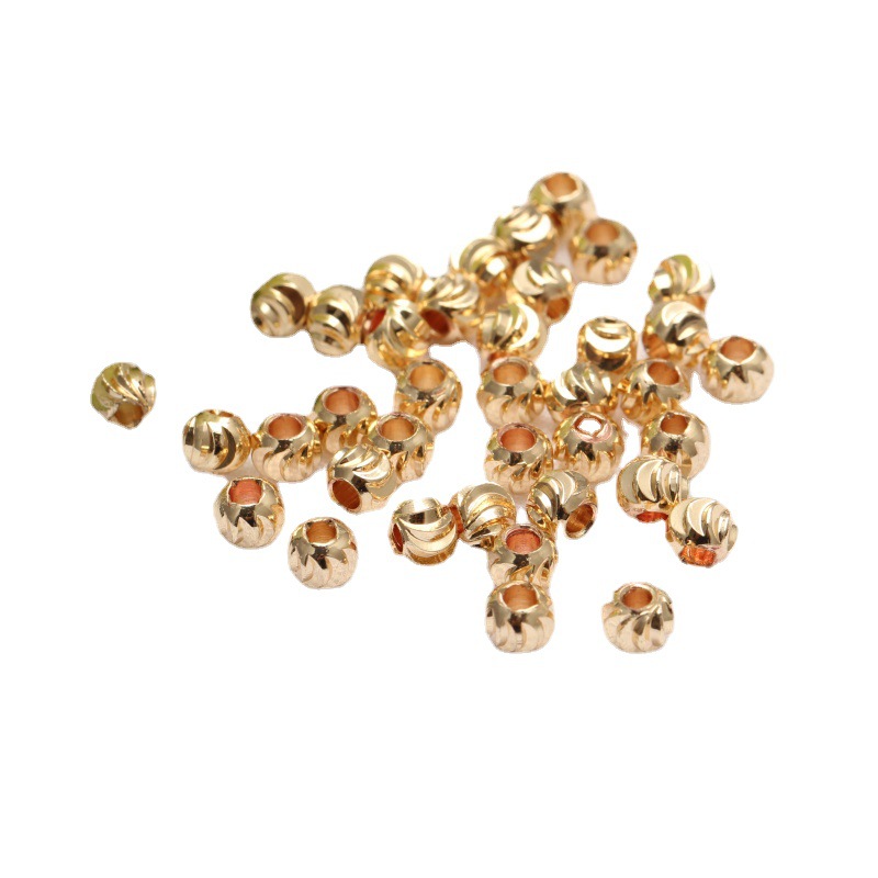 14K Bag Real Gold Cut Surface Color Watermelon-Bead Necklace String Diy Accessories Material Bead 3-8Mm Gold Bead Item Picture