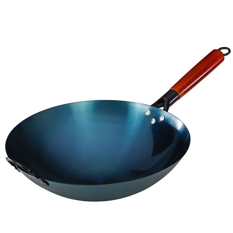 Wholesale of old-style round-bottom woks, iron woks for household cooking, forged cooked iron woks, no need to boil, no coating, non-stick woks Item Picture
