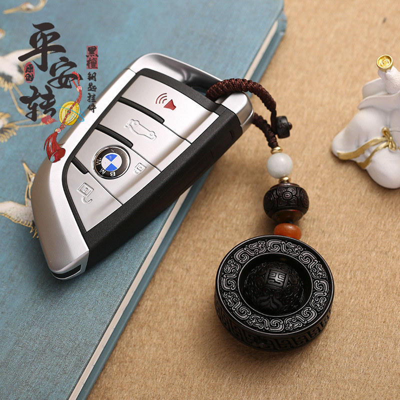 Ebony lucky bead pendant, exquisite small pendant, keychain, safety pin, car rearview mirror pendant and accessory Application Scenario