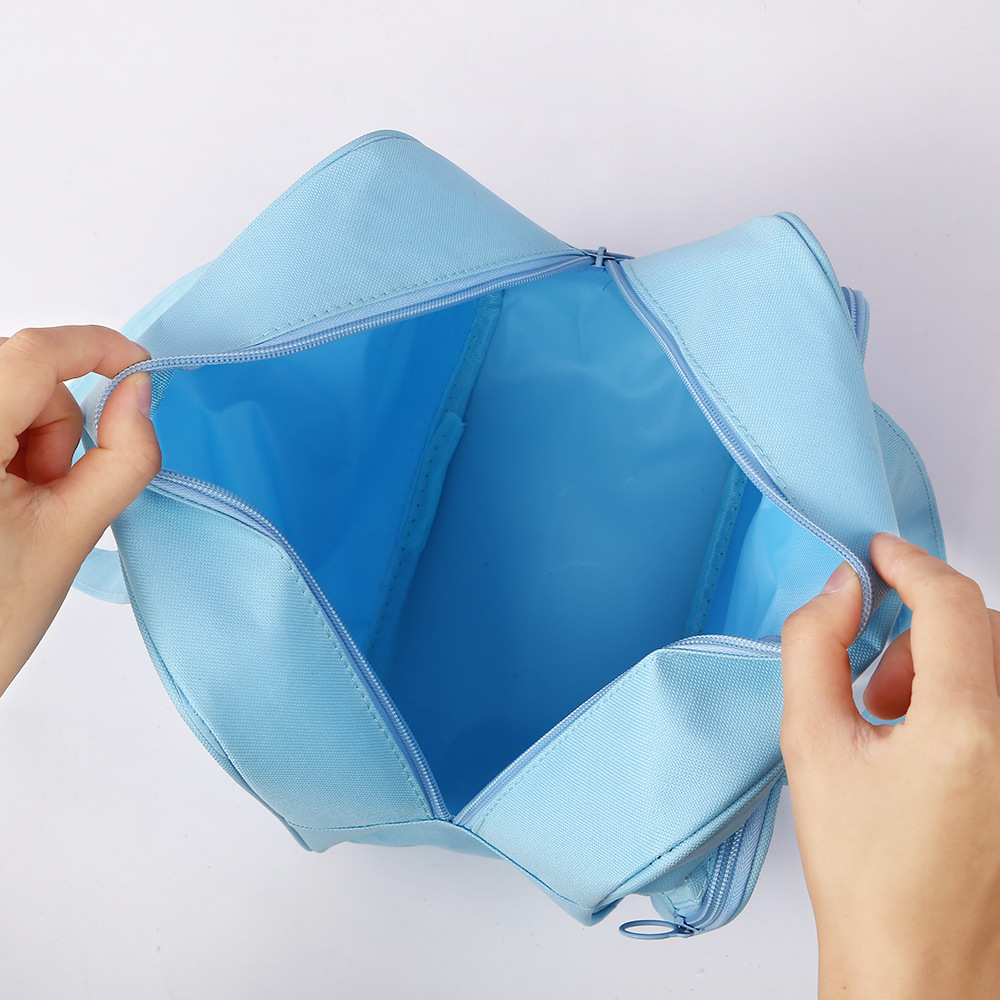 Light-colored cartoon bear printed student tutorial file bag, junior high school study handbag, tutorial Oxford cloth zipper bag details Picture