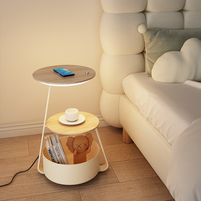 Cream-style bedroom bedside table lamp integrated, living room sofa side table, floor lamp, wireless charging, ambient standing lamp Specification drawing