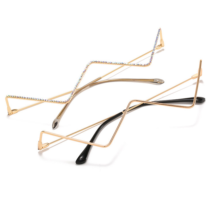 New cross-border European and American personalized metal spectacle frame, women's decoration W design, heavy industry diamond-encrusted spectacle frame, the same style as the Internet celebrity Specification image