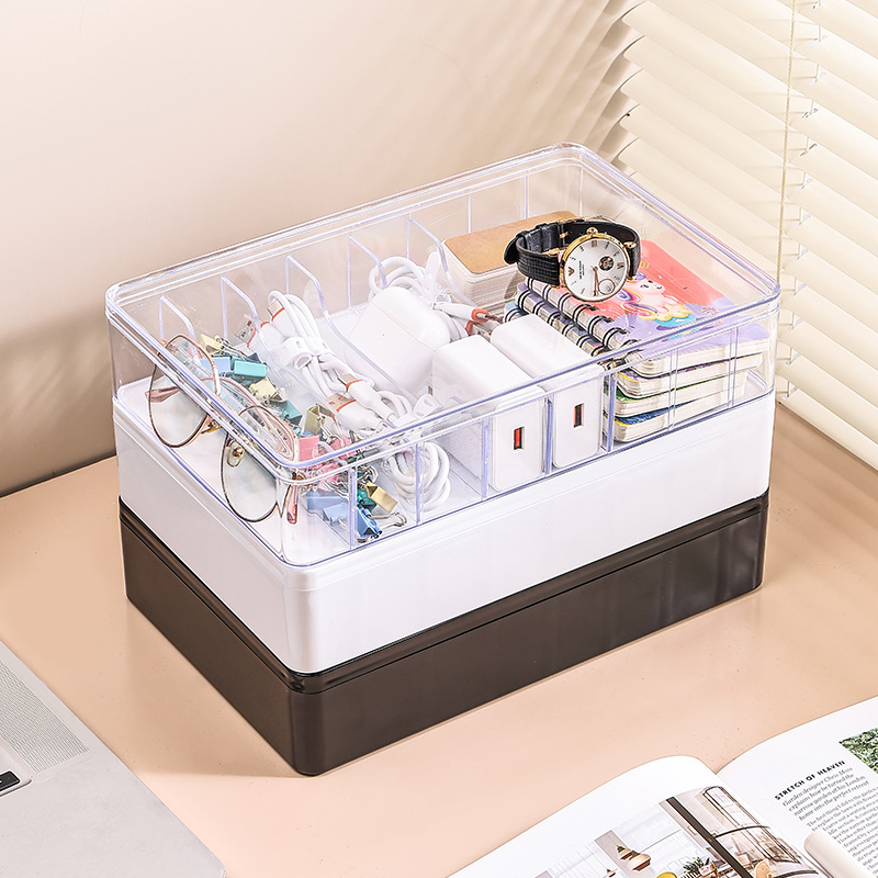 Dust-proof, covered phone case, storage box, hub box, large-capacity desktop data cable, organization and storage rack, high appearance level Application Scenario