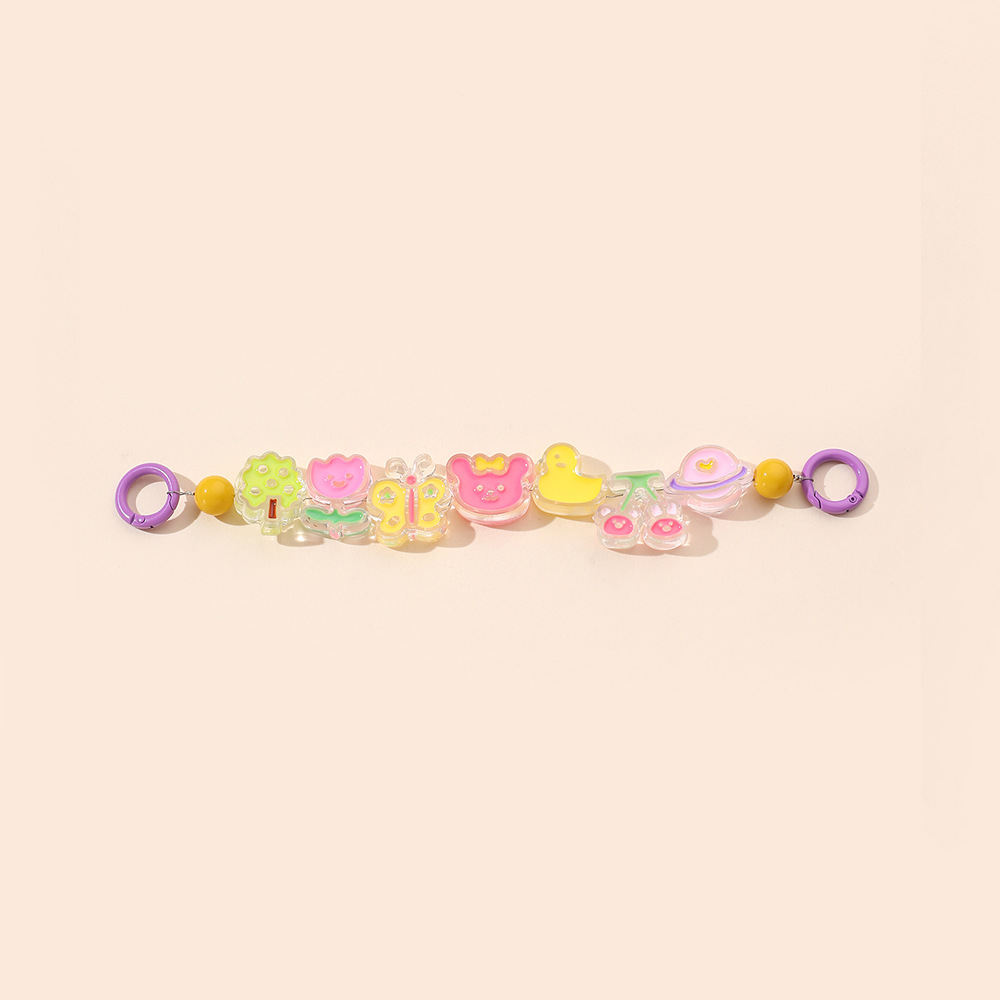European and American InS-style cartoon acrylic round bead hand chain phone case diy accessory, mobile phone chain beaded for women Item Picture