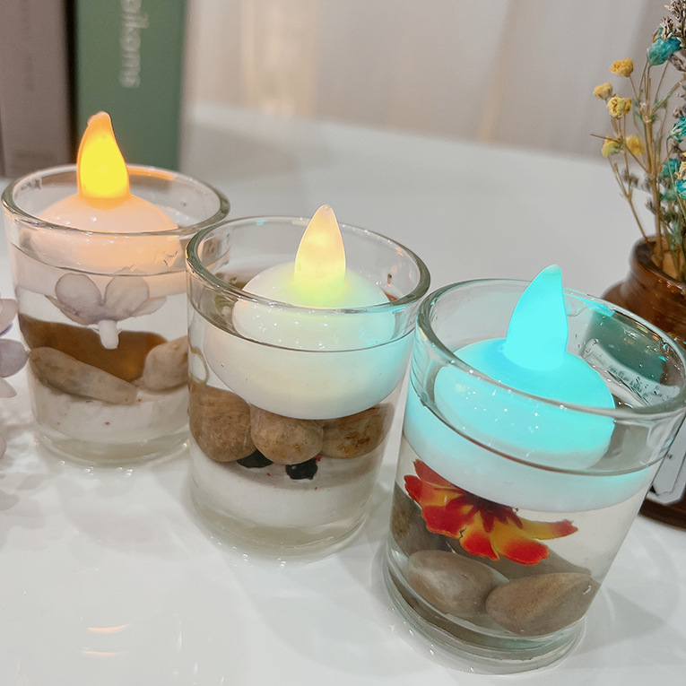 Cross-border bestseller floating candle lights up upon contact with water, water-based decoration Amazon led waterproof electronic candle lamp prop details Picture