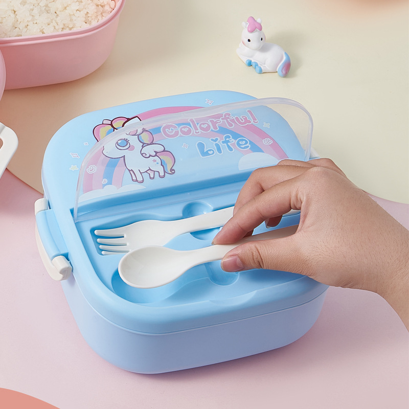 Children's cartoon compartments lunch box, heating bento box, student portable lunch box, food-grade preservation for outdoor picnics Specification image