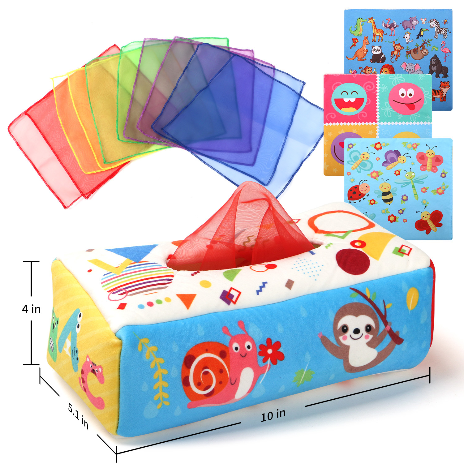 Cross-border baby plush tissue box toy baby tissue cloth simulation learning exercise finger puzzle toy Item Picture